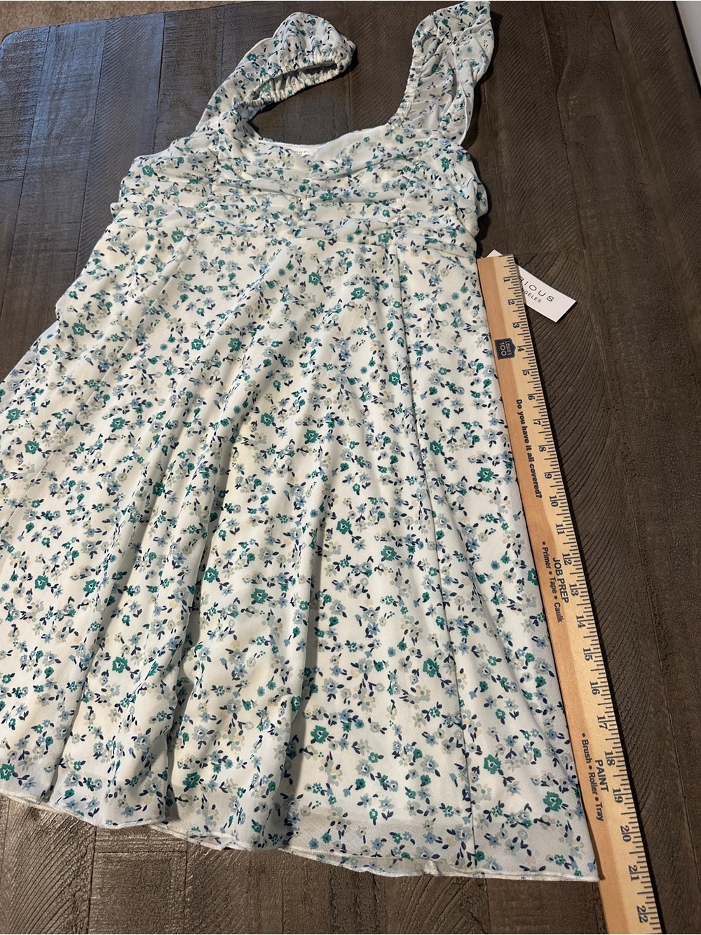 NWT Kirious Los Angeles Women’s White Floral Ruched Ruffle Mini Dress XL - Picture 10 of 11